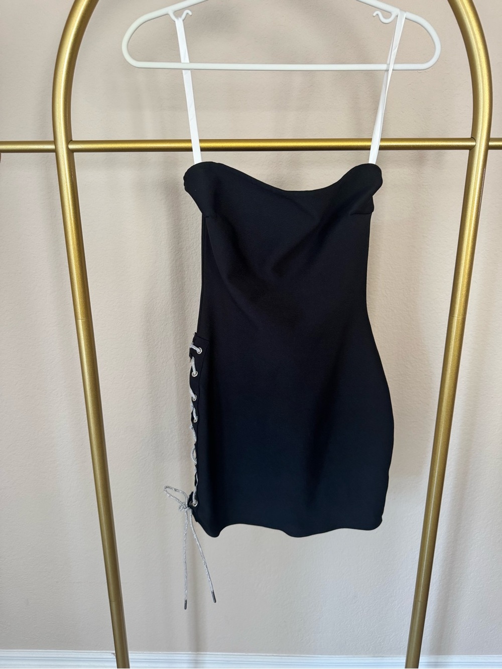 Superdown Black Bodycon Mini Dress with Side Lace-Up